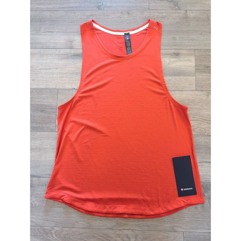 LULULEMON License To Train Tank Top Mens M Crye Red Mesh Strips Quick Dry